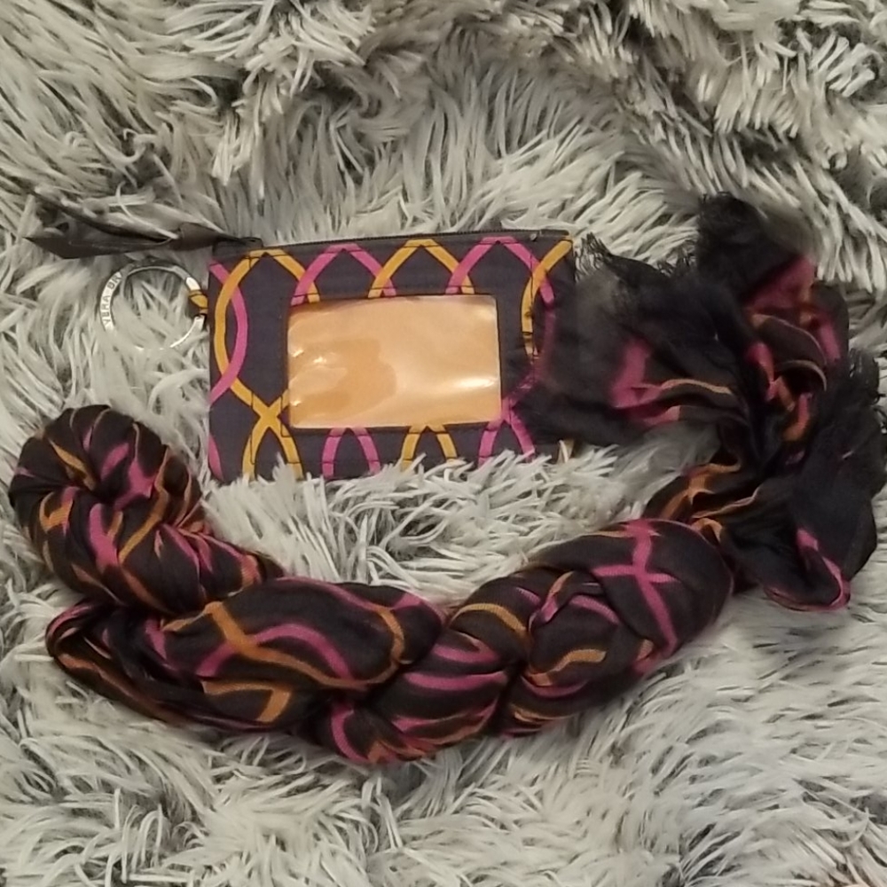 Vera Bradley Jazzy Swirls Scarf & Zipper ID Pouch